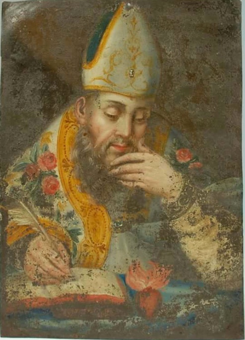 Agostino cardioforo allo scrittoio nel suo studio