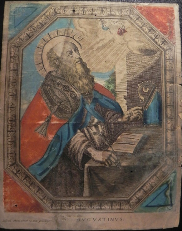 Sant'Agostino medita sul mistero della Trinità nel suo studio