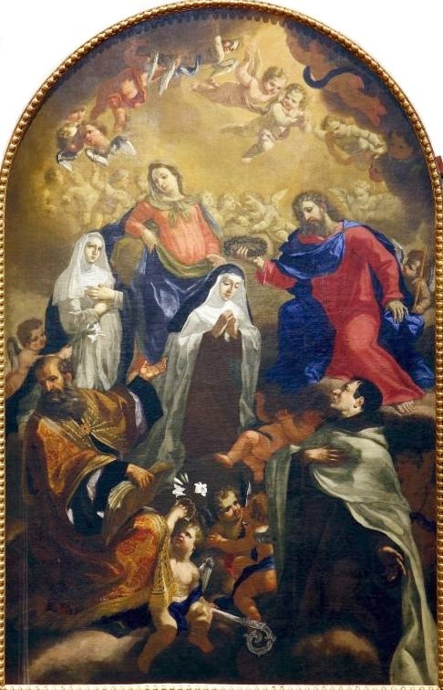 Santa Maria Maddalena de' Pazzi incoronata di spine da Cristo con i santi Agostino e Caterina da Siena nella chiesa di san Niccolò del Carmine a Siena