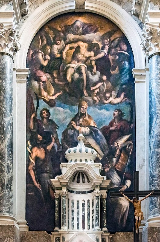 Cristo morto sostenuto da Angeli e Santi