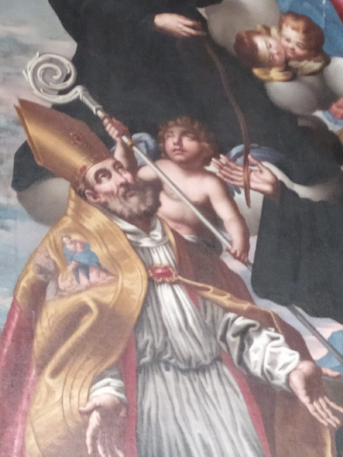 Madonna della cintura con Monica, Agostino e san Nicola da Tolentino: particolare di Agostino
