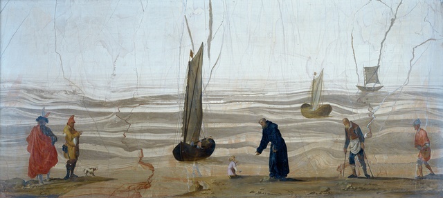 Agostino e il bambino sulla spiaggia