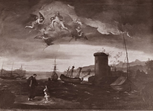 Agostino e il bambino sulla spiaggia