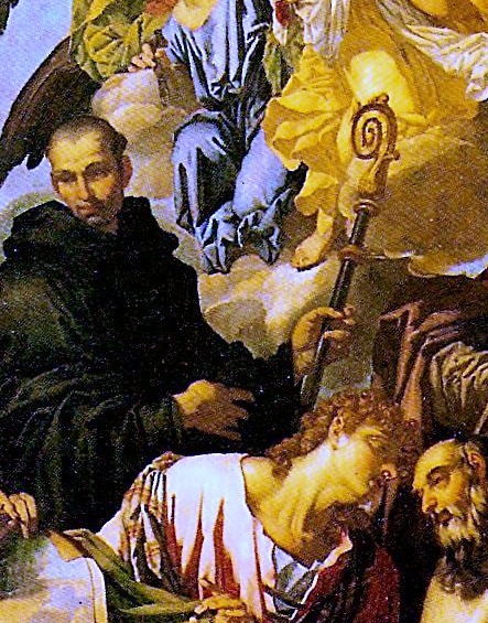 Particolare di sant'Agostino e Giovanni Evangelista