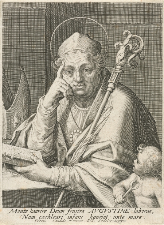 Agostino allo scrittoio medita sul mistero della Trinità