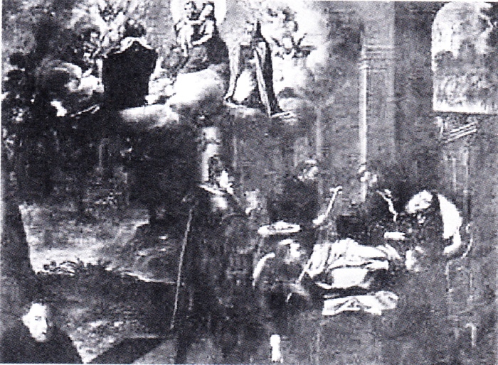 Morte di san Nicola con Agostino, Monica e la Vergine