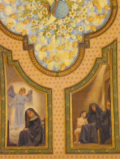 Santa Rita e santa Monica che insegna ad Agostino fanciullo il nome di Gesù