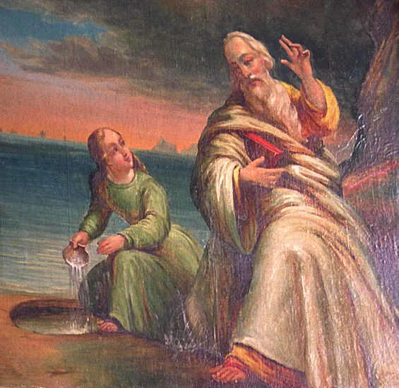 Agostino e il bambino in riva al mare