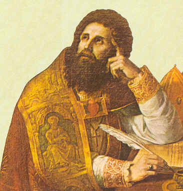 Agostino allo scrittoio scrive ispirato da Dio di anonimo umbro