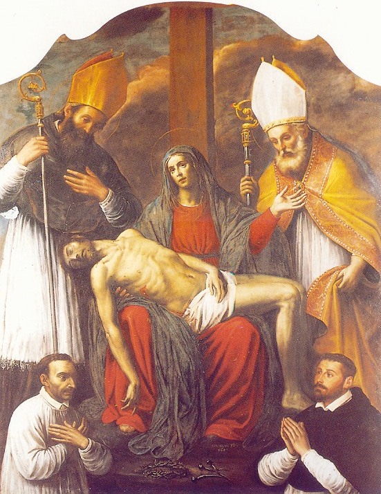 Madonna e Cristo in pietà con Ambrogio, Agostino e due offerenti