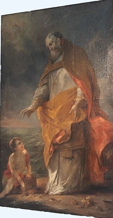 Agostino e il bambino sulla spiaggia