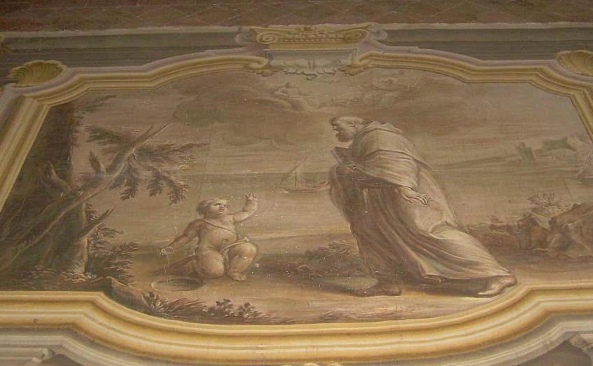 Il mistero della Trinità: Agostino e il bambino in riva al mare, affresco di Appiani