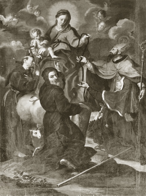 Madonna della cintola, san Francesco di Paola, sant'Agostino e monaco