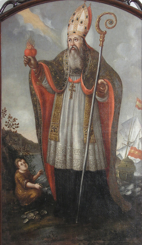Agostino cardioforo e il bambino sulla spiaggia