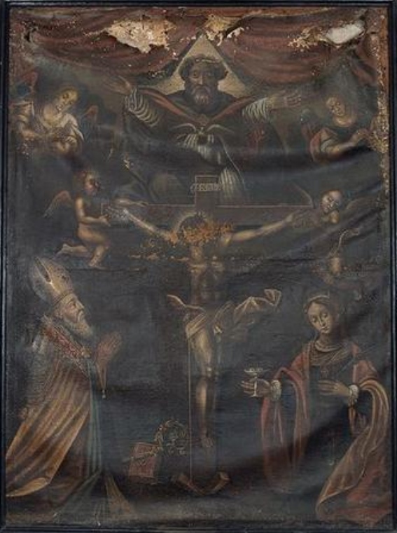 Sant'Agostino e santa Lucia in adorazione del Crocifisso