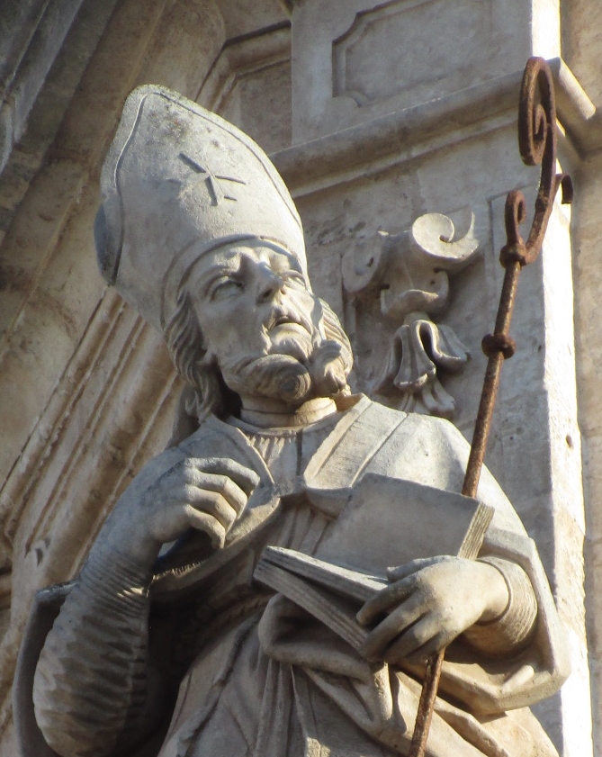Particolare del volto di Agostino vescovo e Dottore della Chiesa