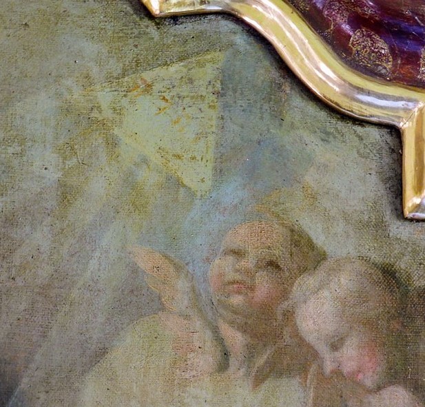 Particolare della Trinità con le teste di due angioletti