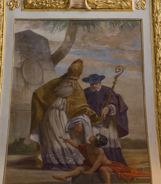 Agostino e il bambino sulla spiaggia