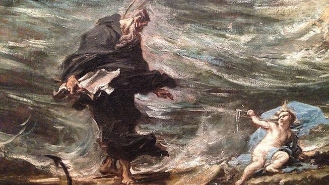 Agostino e il Bambino sulla spiaggia