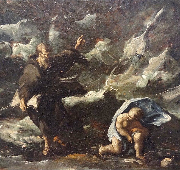 Particolare di Sant'Agostino e il bambino in riva al mare
