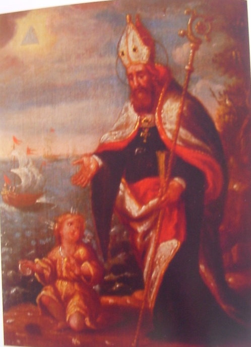 Agostino e il bambino sulla spiaggia