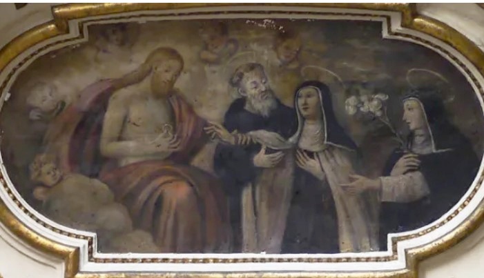 Gesù dona l'anello a santa Maria Maddalena de' Pazzi alla presenza dei santi Agostino e Caterina da Siena