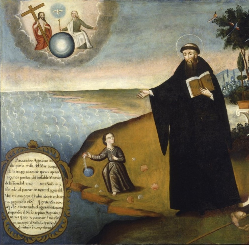 Agostino e il bambino sulla spiaggia