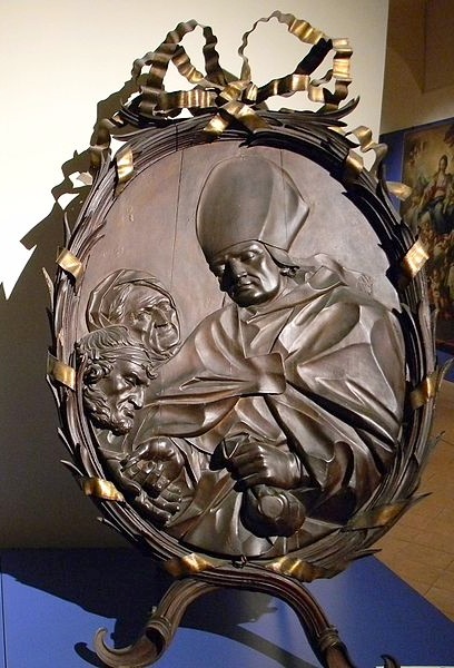 Particolare del medaglione con san Tommaso da Villanova