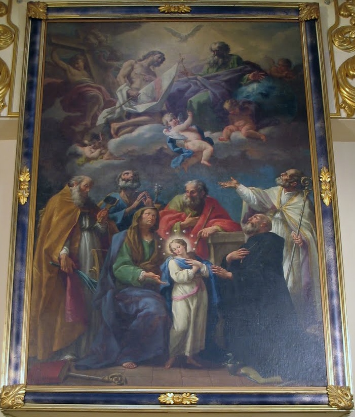S. Anna presenta Maria bambina alla SS. Trinità alla presenza di S. Pietro Celestino, S. Giuseppe, S. Agostino e S. Biagio