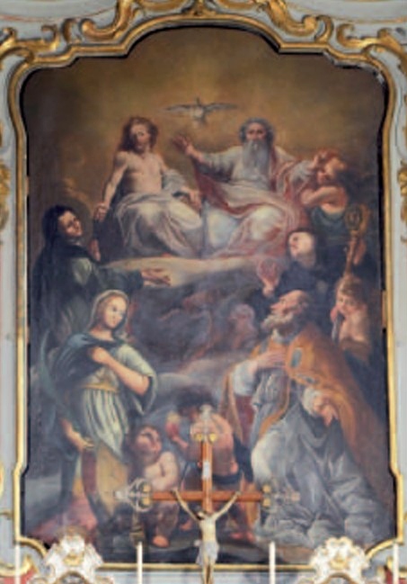I Santi Agostino, Monica e S. Lucia in adorazione della Trinitàa