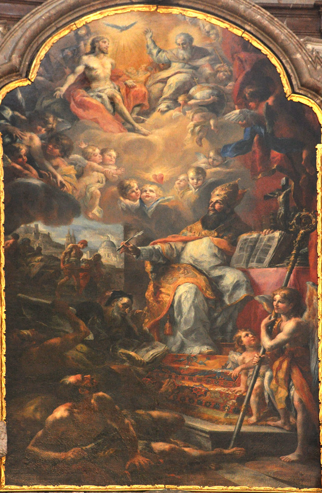 Sant'Agostino vescovo scrive ispirato da Dio