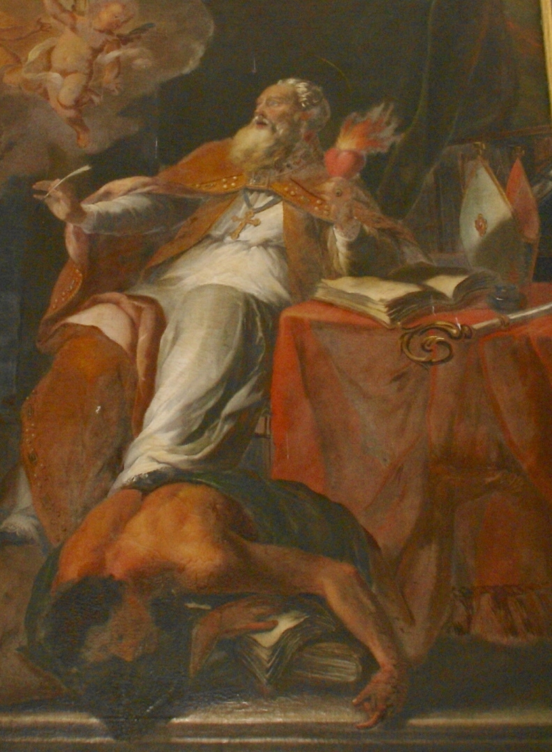 Agostino vescovo e cardioforo abbatte le eresie