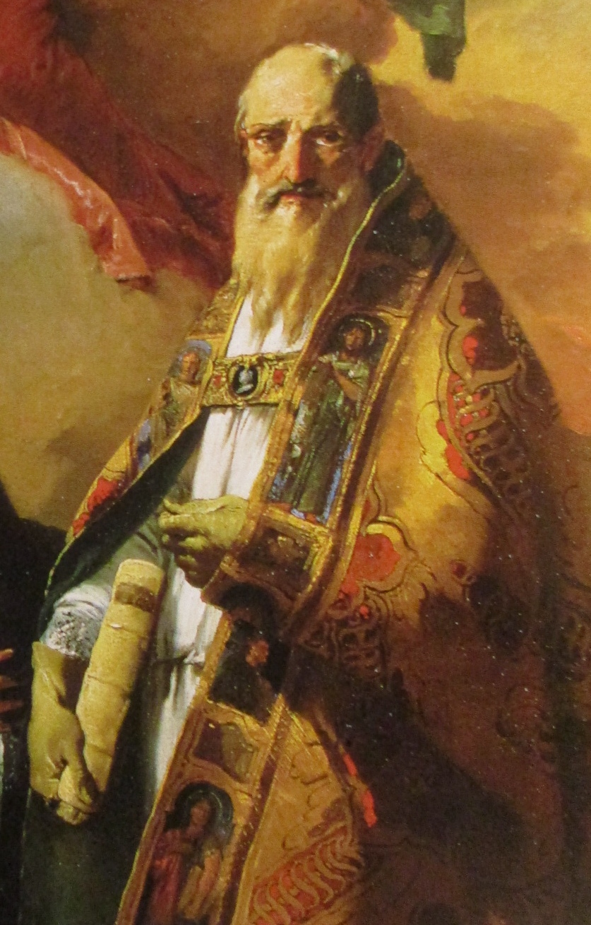 Madonna della Cintura e santi: particolare di sant'Agostin