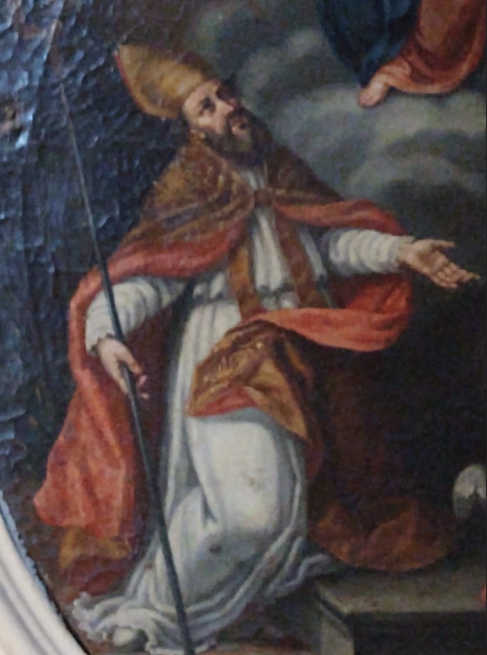 La Madonna della Cintura con i santi Agostino e Monica: particolare di Agostino