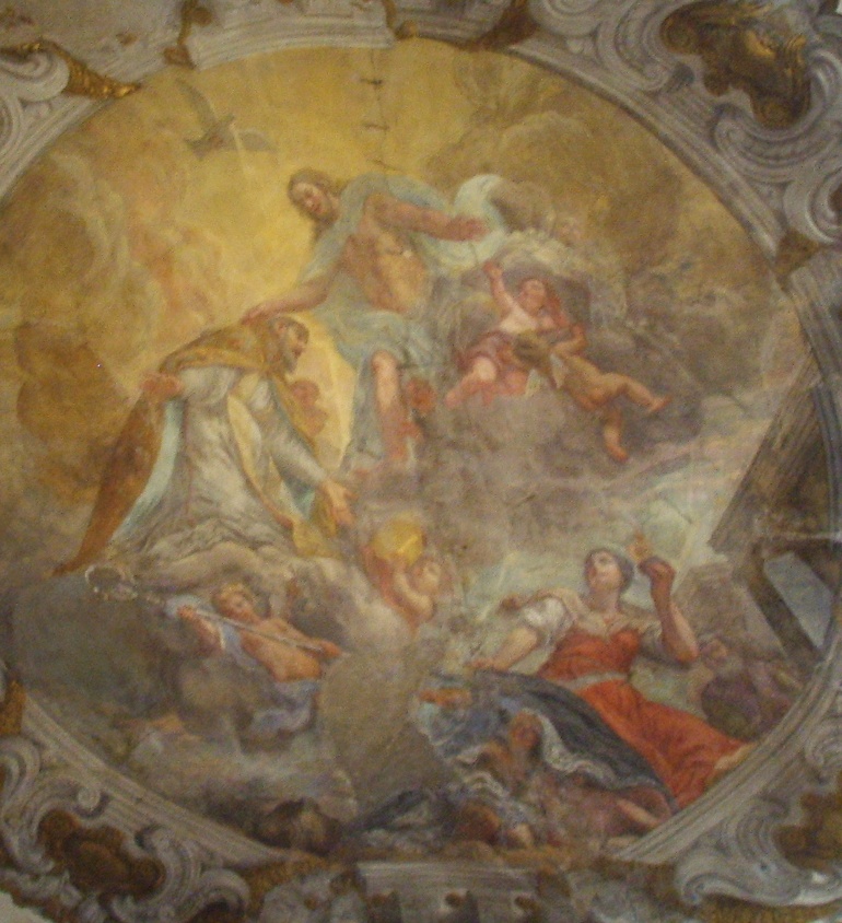 Agostino accolto dagli angeli in Paradiso