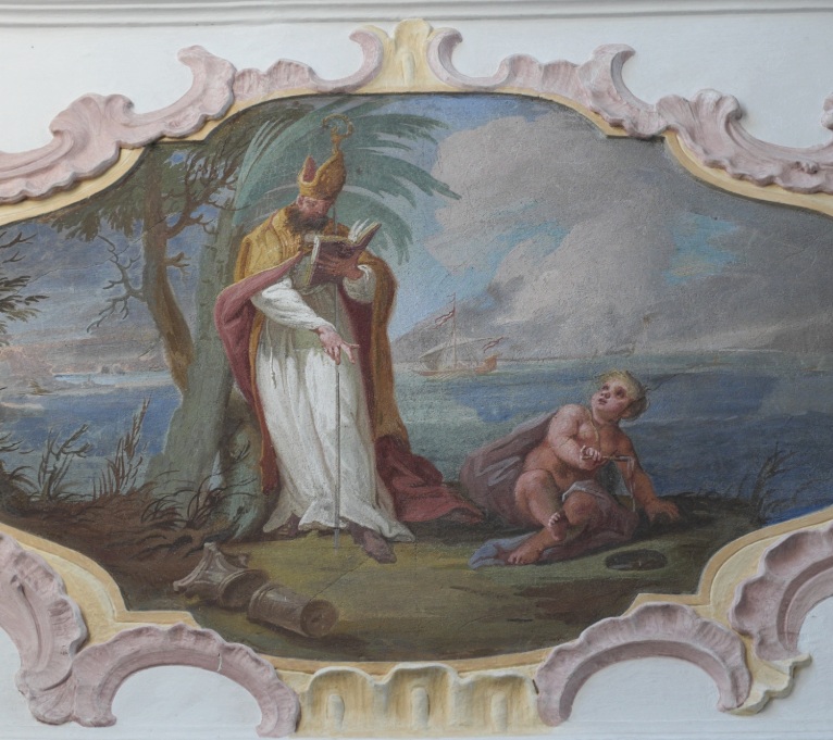 Agostino e il bambino sulla spiaggia