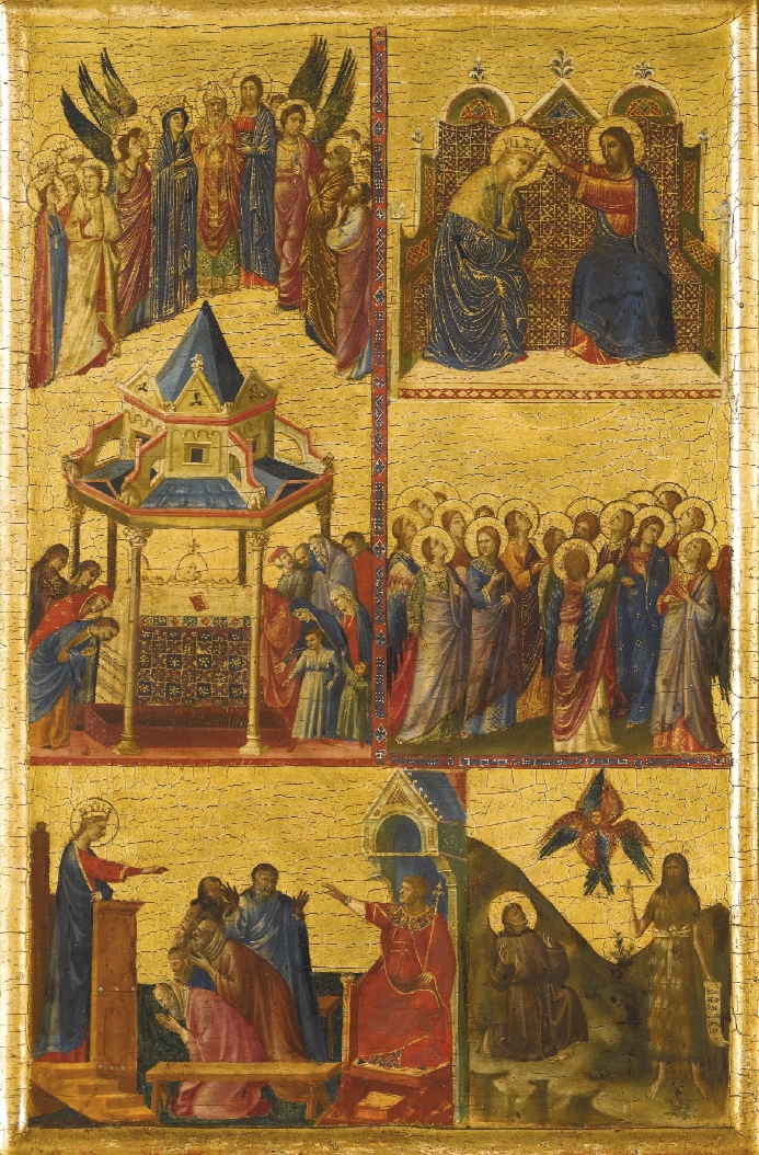 Sant'Agostino in gloria, Incoronazione di Maria Vergine, Disputa di santa Caterina d'Alessandria con i filosofi, San Francesco d'Assisi riceve le stimmate, San Giovanni Battista