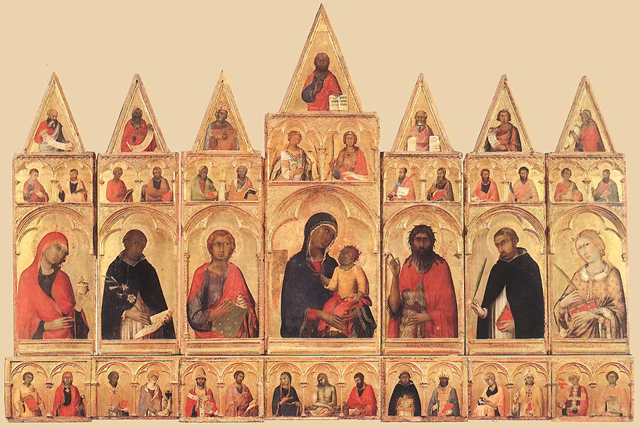 Agostino vescovo e Dottore della Chiesa nel Polittico di Santa Caterina di Martini Simone