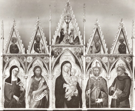 Madonna con Bambino, Santa Chiara, San Giovanni Battista, Sant'Agostino, San Francesco d'Assisi, Cristo crocifisso con la Madonna, san Giovanni Evangelista e santa Maria Maddalena, Santi