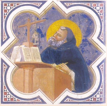 Agostino davanti al Cristo crocifisso, affresco di Giotto nella Cappella degli Scrovegni a Padova