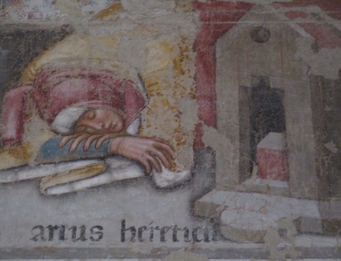 Trionfo di Sant'Agostino: particolare dell'eretico Ario