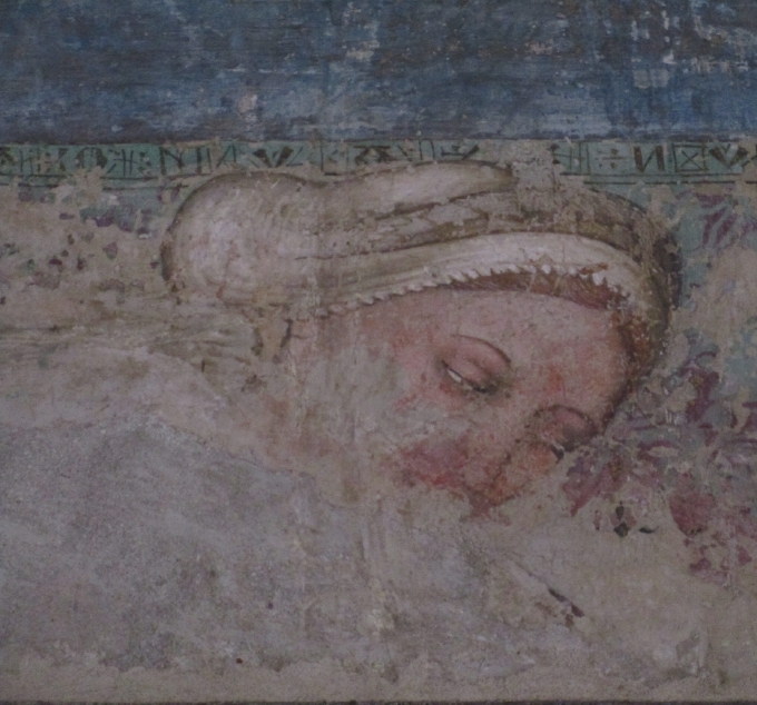Trionfo di Sant'Agostino: particolare del volto della Geometria