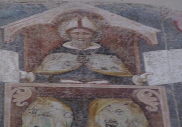 Trionfo di Sant'Agostino di Serafino de' Serafini: particolare di sant'Agostino