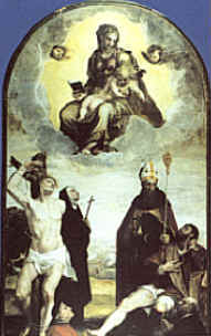 Monica con Agostino e la Vergine