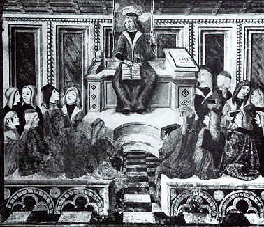 Agostino insegna a Roma: affresco di Da Cemmo