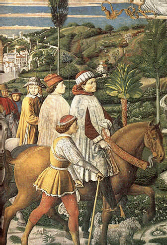 Agostino parte per Milano, affresco di Benozzo Gozzoli