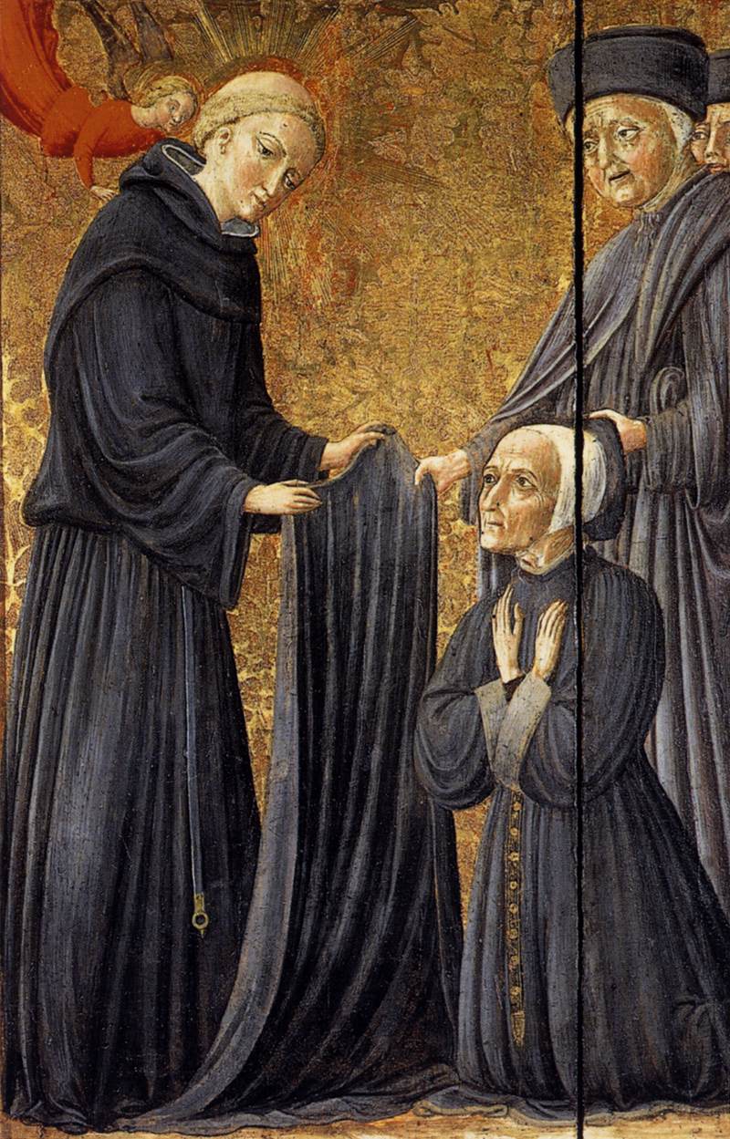 Affresco di Vecchietta del 1445 dove il beato Agostino Novello consegna l'abito al Rettore dell'Ospedale di Siena