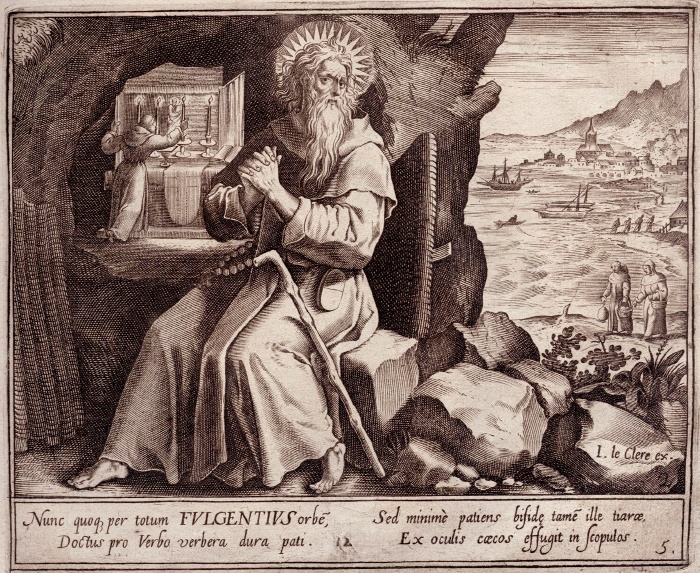 San Fulgenzio di Ruspe un una stampa seicentesca