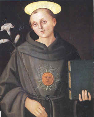 immagine di Nicola da Tolentino dipinto in una tela dal Perugino