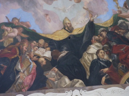 Affresco di Vaclav: Agostino consegna la Regola